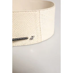 Off White Waxed Cotton Wide Fashion Waistband Belt