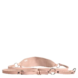 Light Pink Leather Wide Waist Round Buckle Belt
