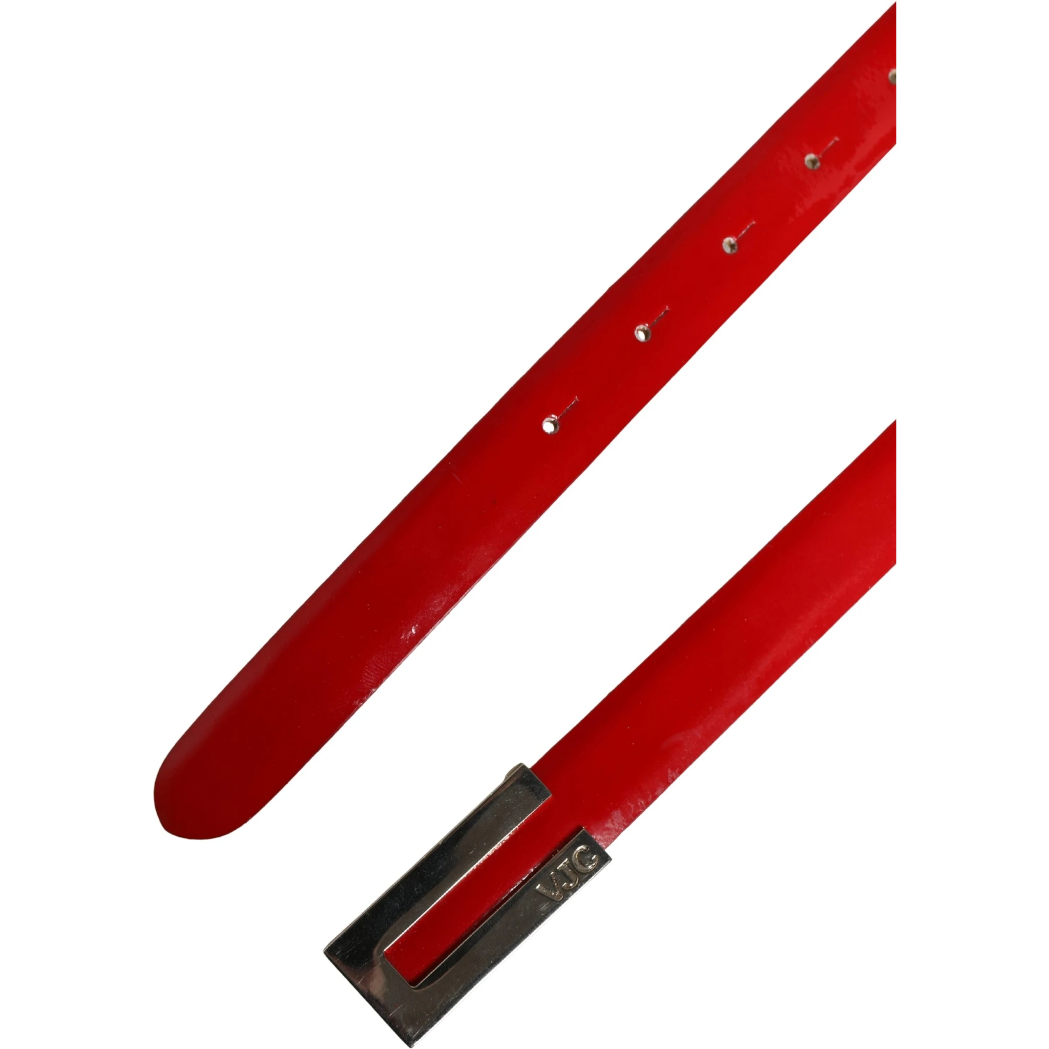 Red Glossy Leather Metal Buckle Belt