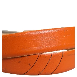 Orange Genuine Leather Silver Metal Buckle Waist Belt
