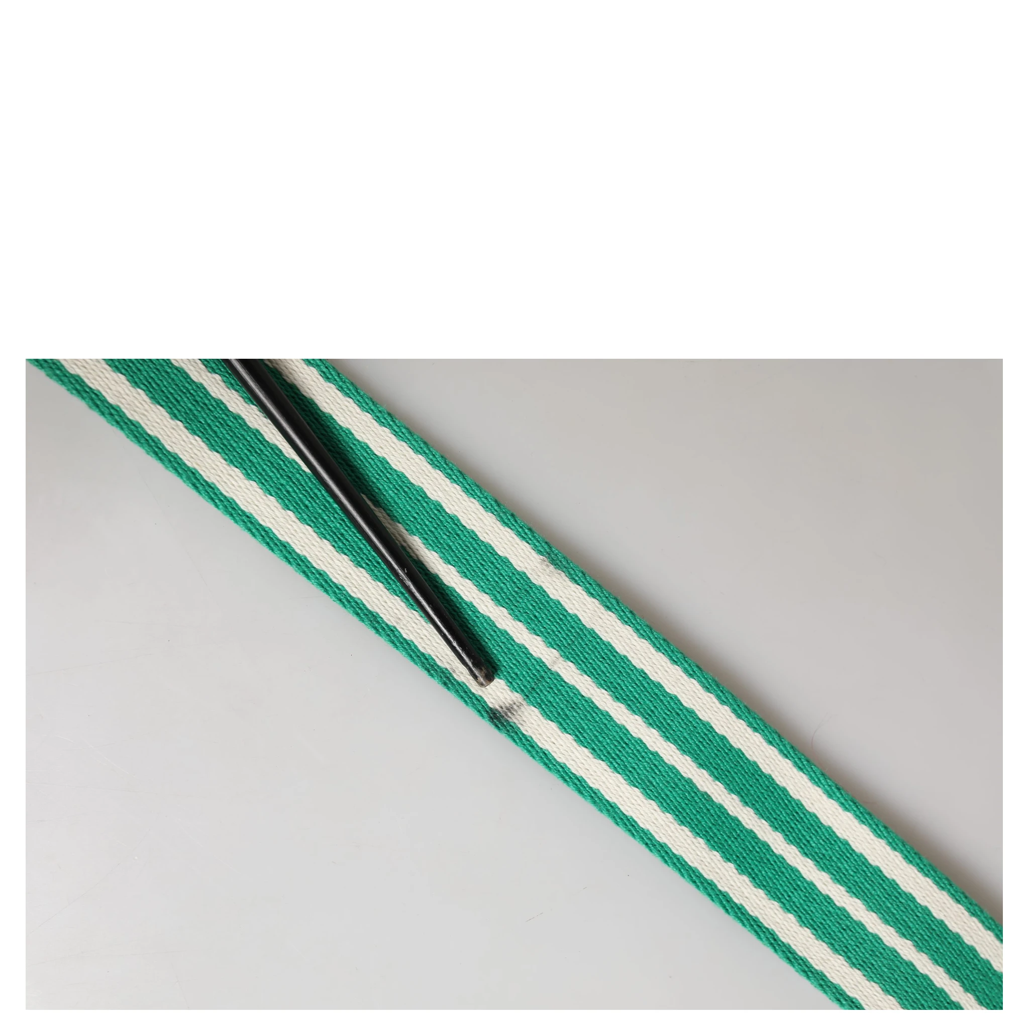 White Green Stripes Canvas Silver Metal Buckle Belt
