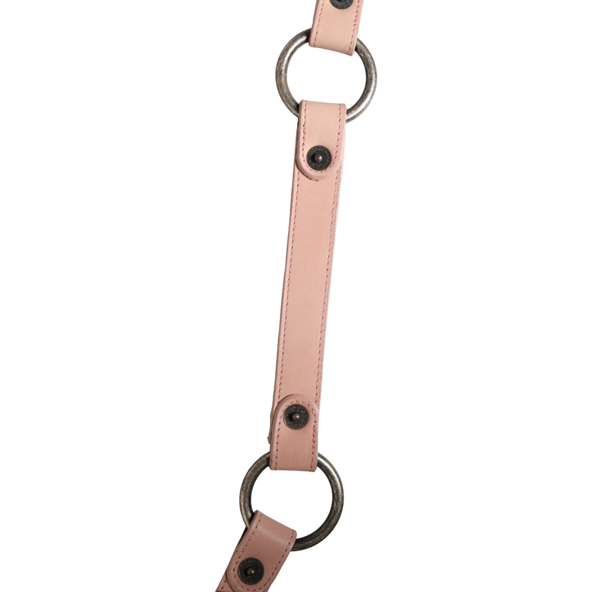 Light Pink Leather Wide Waist Round Buckle Belt