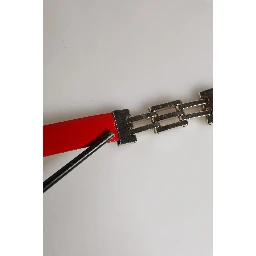 Red Glossy Leather Metal Buckle Belt