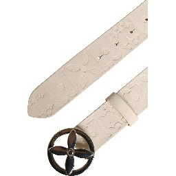 Beige Leather Wide Waist Silver Metal Buckle Waist Women Belt