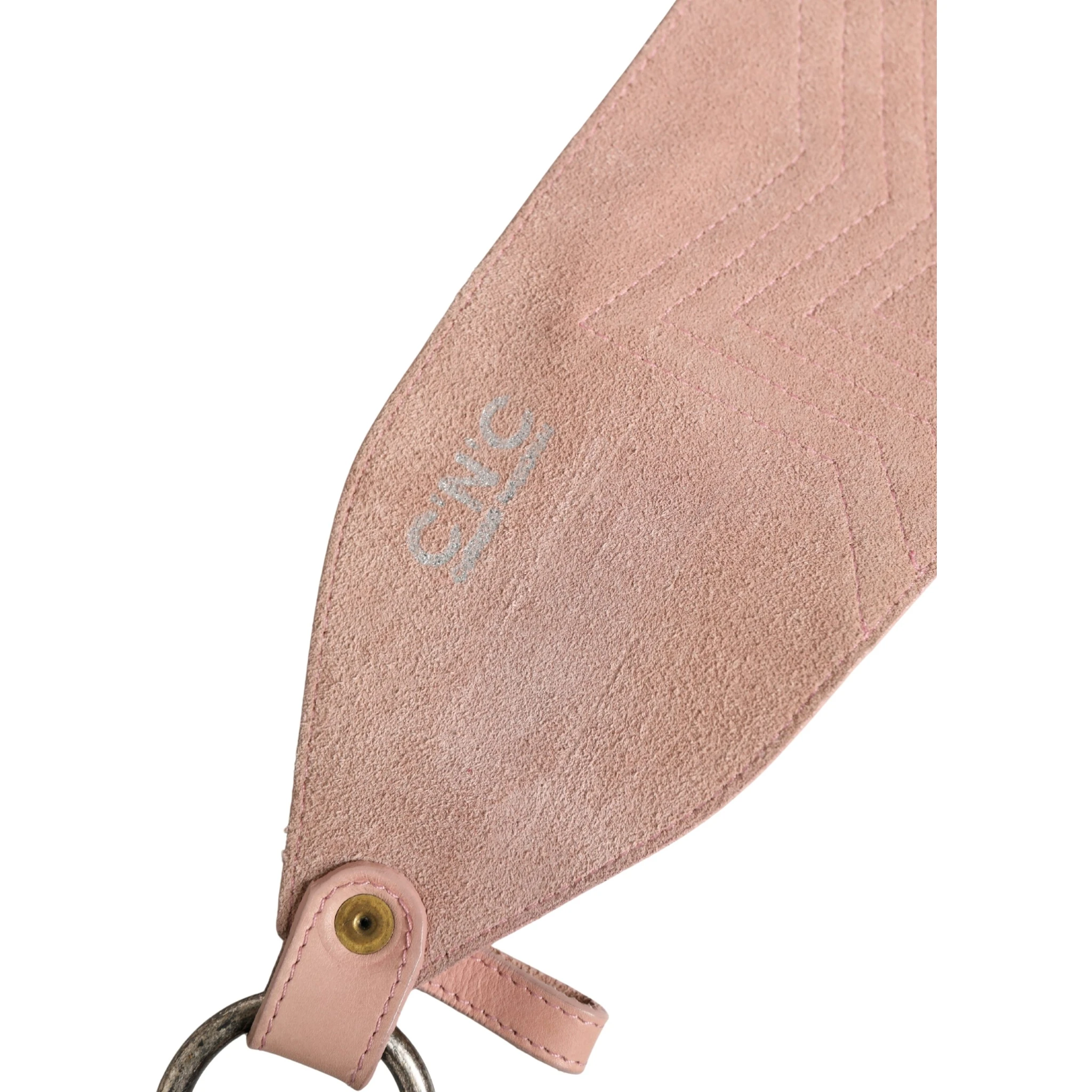 Light Pink Leather Wide Waist Round Buckle Belt