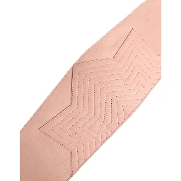 Light Pink Leather Wide Waist Round Buckle Belt