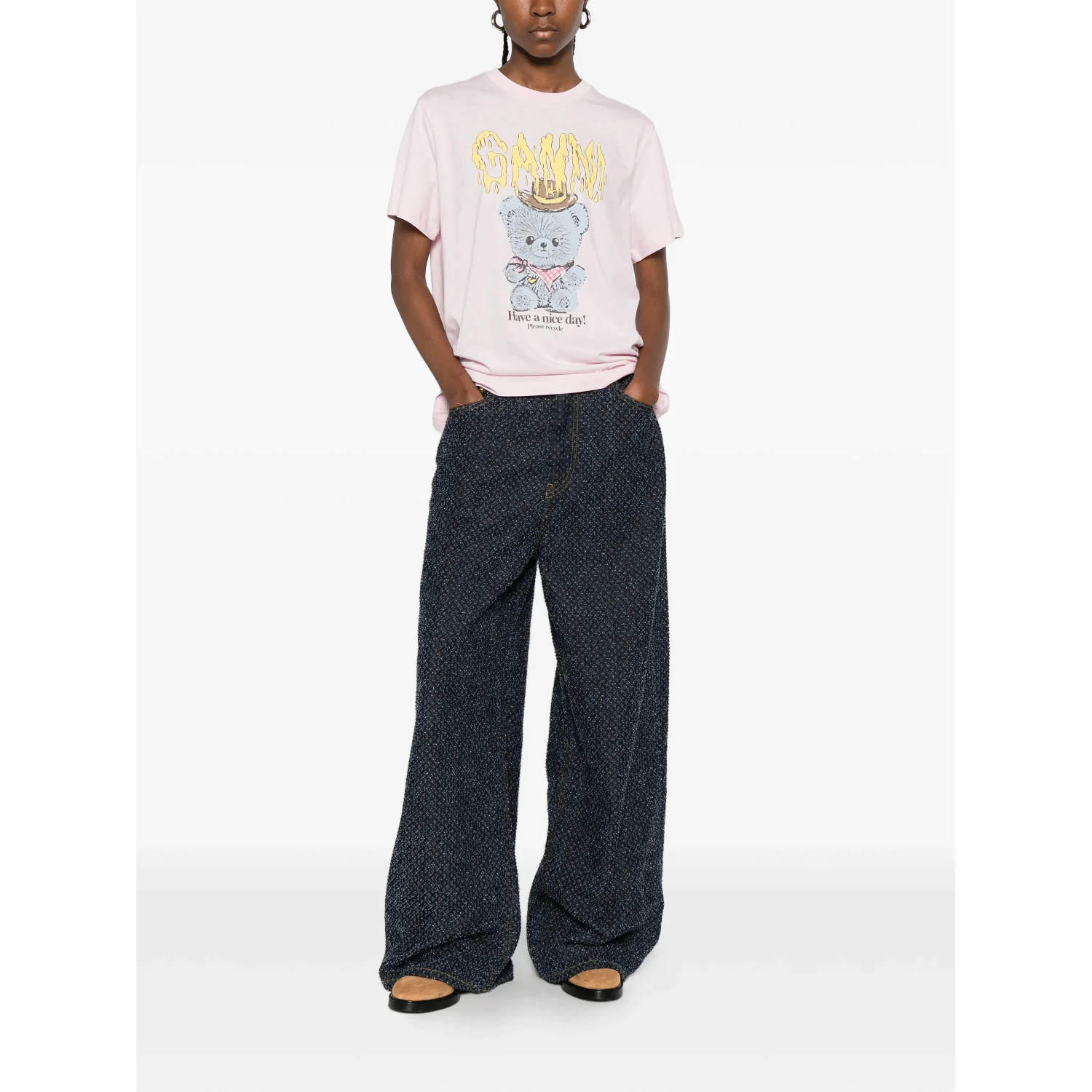 GANNI T-shirts and Polos Pink