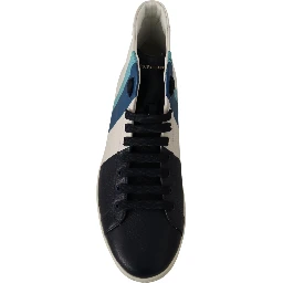 Multicolor Leather Mid Top Sneakers Shoes