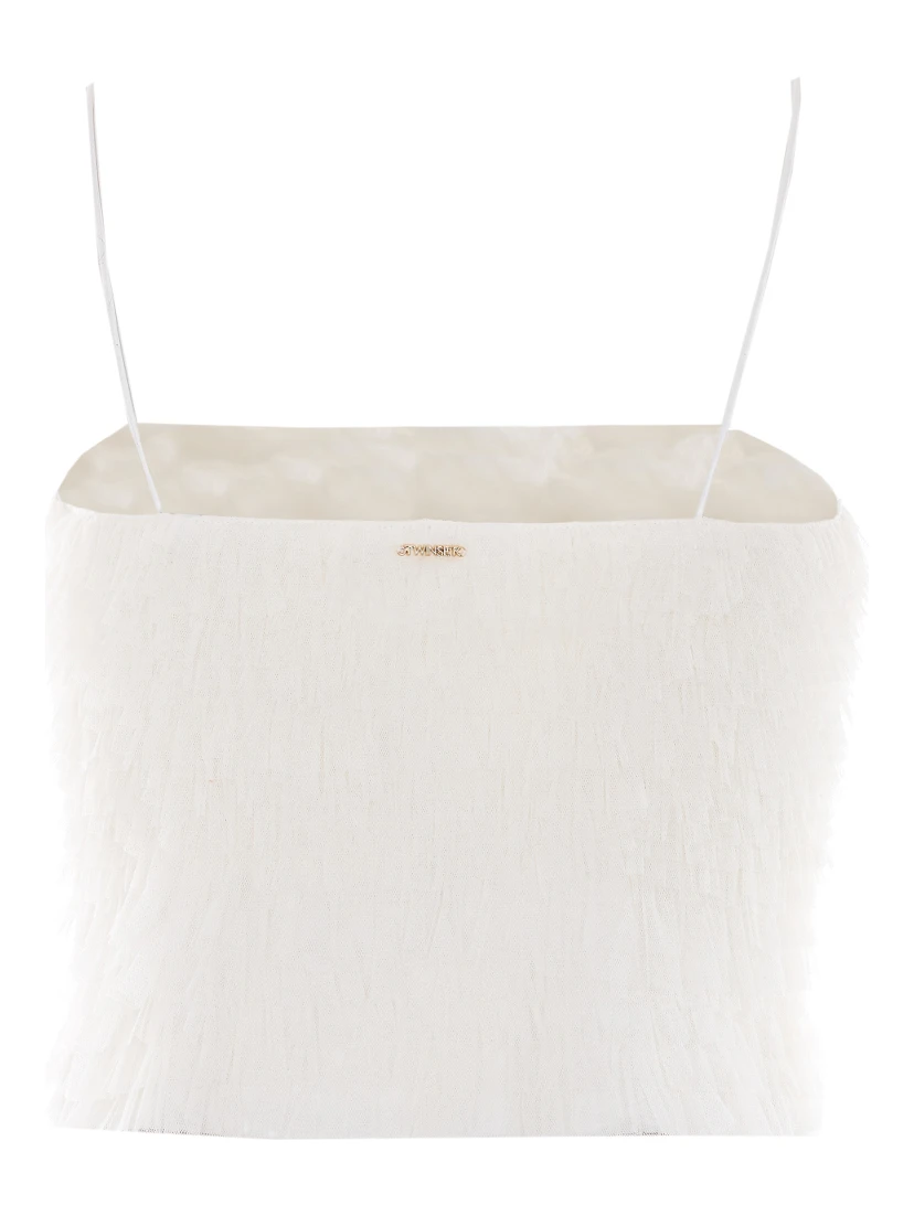 طقم ملابس علوية أبيض مكون من قطعتين