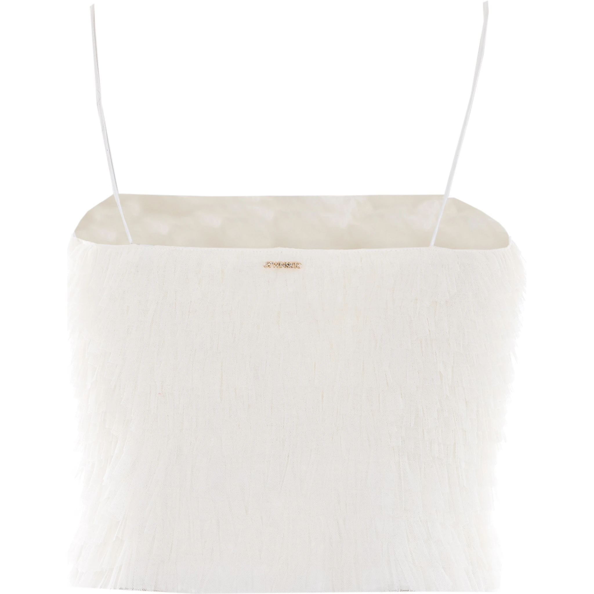 طقم ملابس علوية أبيض مكون من قطعتين