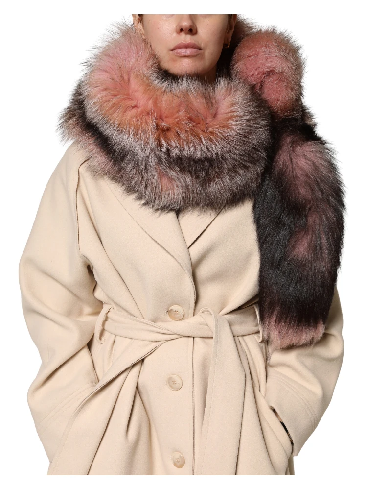 Pink Frost Fox Fur Neck Warmer Winter 120cm x 27cm Scarf