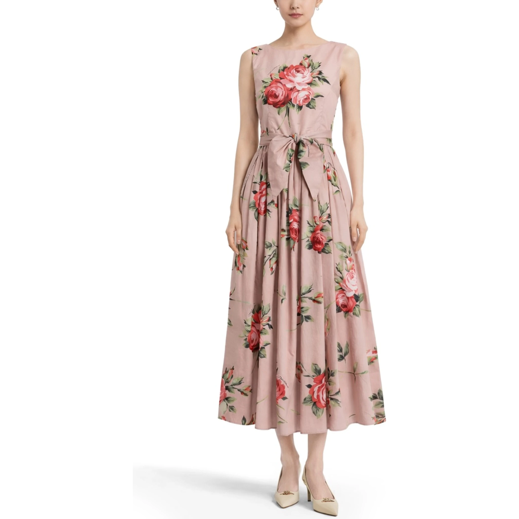 ROSE BOUQUET PRINT MIDI DRESS