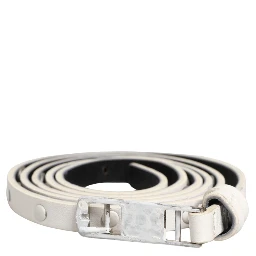 White Leather Studded Cintura Belt