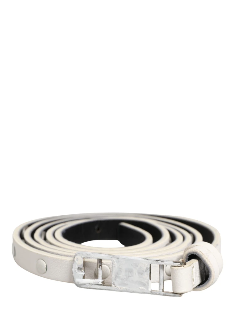 White Leather Studded Cintura Belt