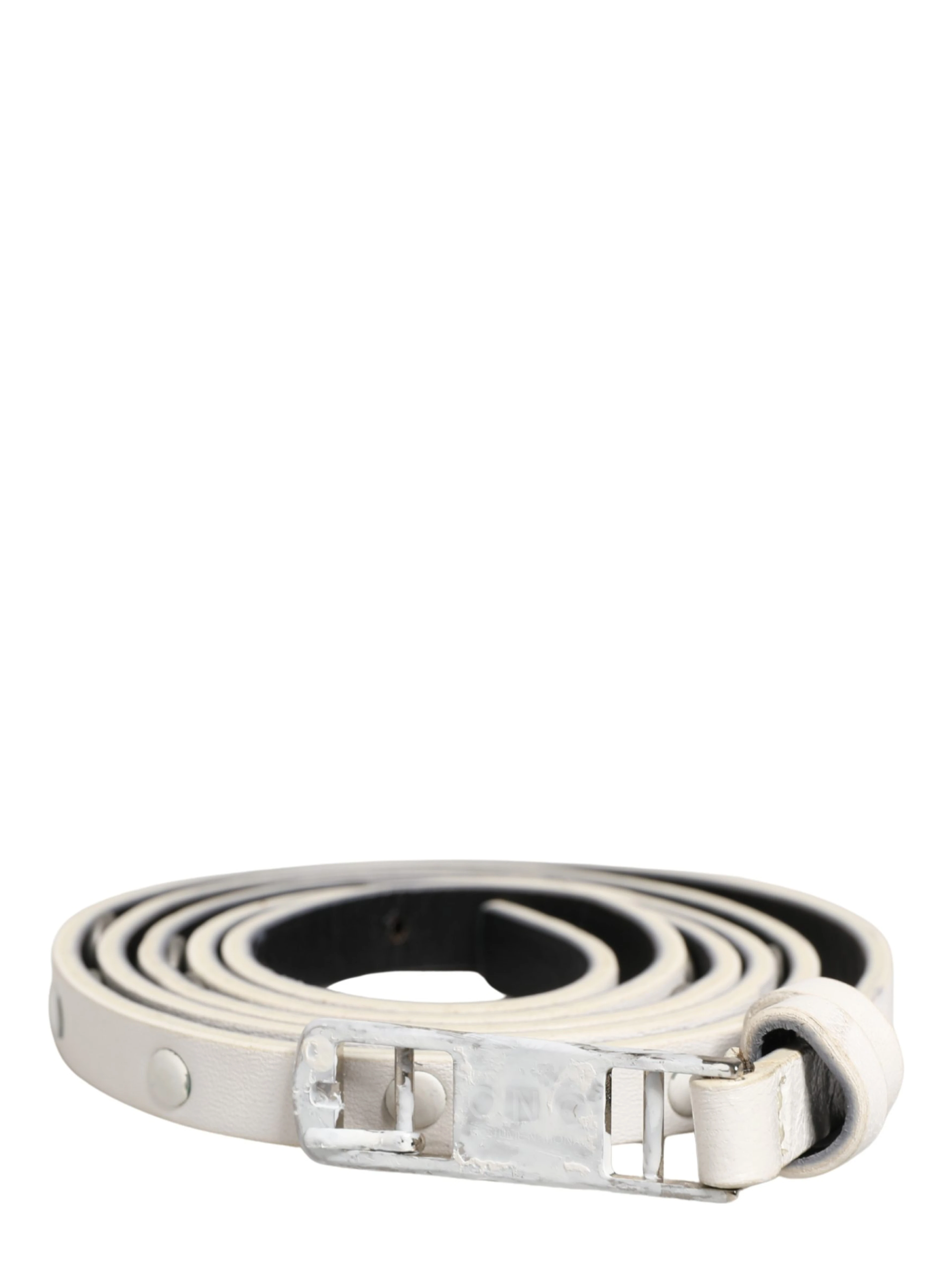 White Leather Studded Cintura Belt