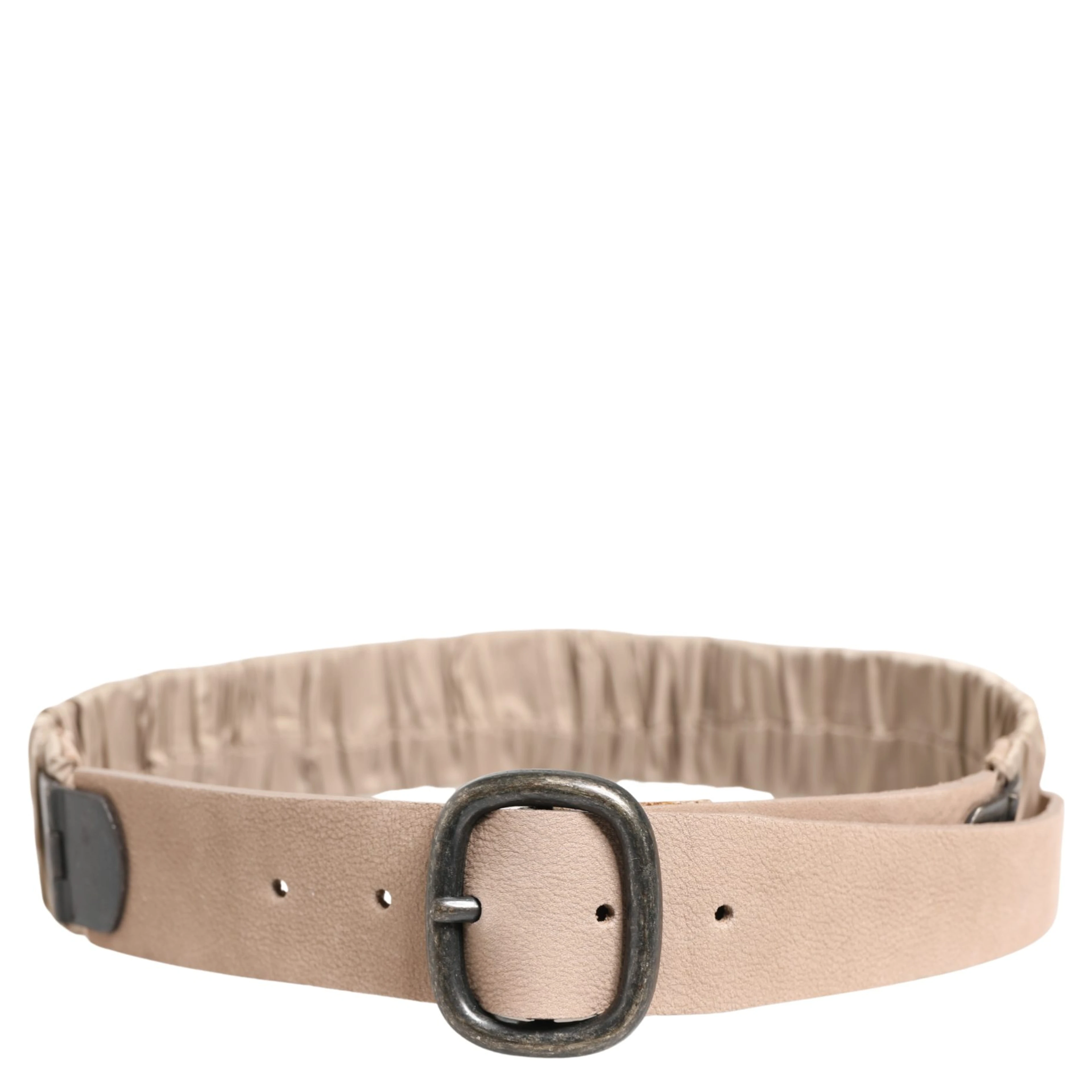 Women Beige Polyester Silver Metal Buckle Waist Belt