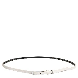 White Leather Studded Cintura Belt