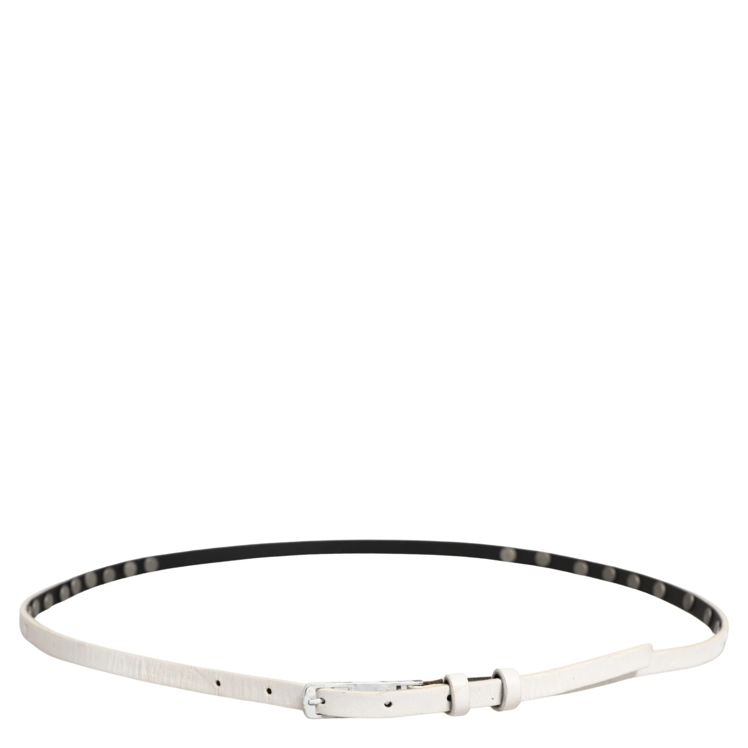 White Leather Studded Cintura Belt
