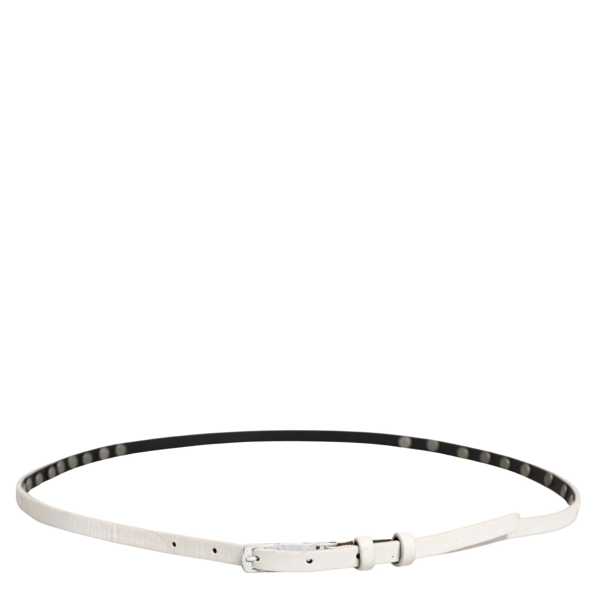 White Leather Studded Cintura Belt