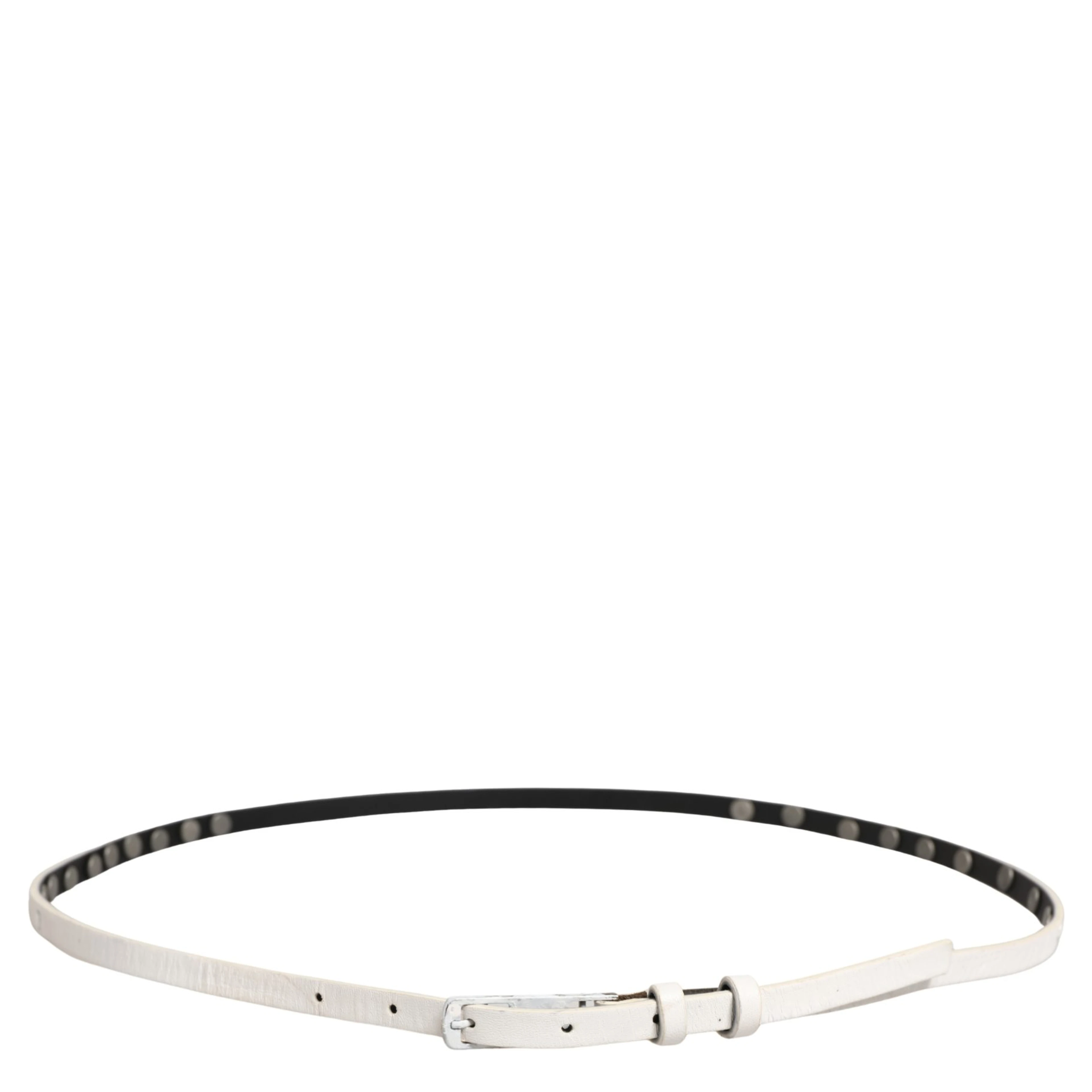 White Leather Studded Cintura Belt