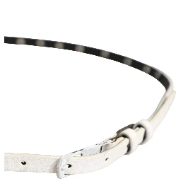White Leather Studded Cintura Belt