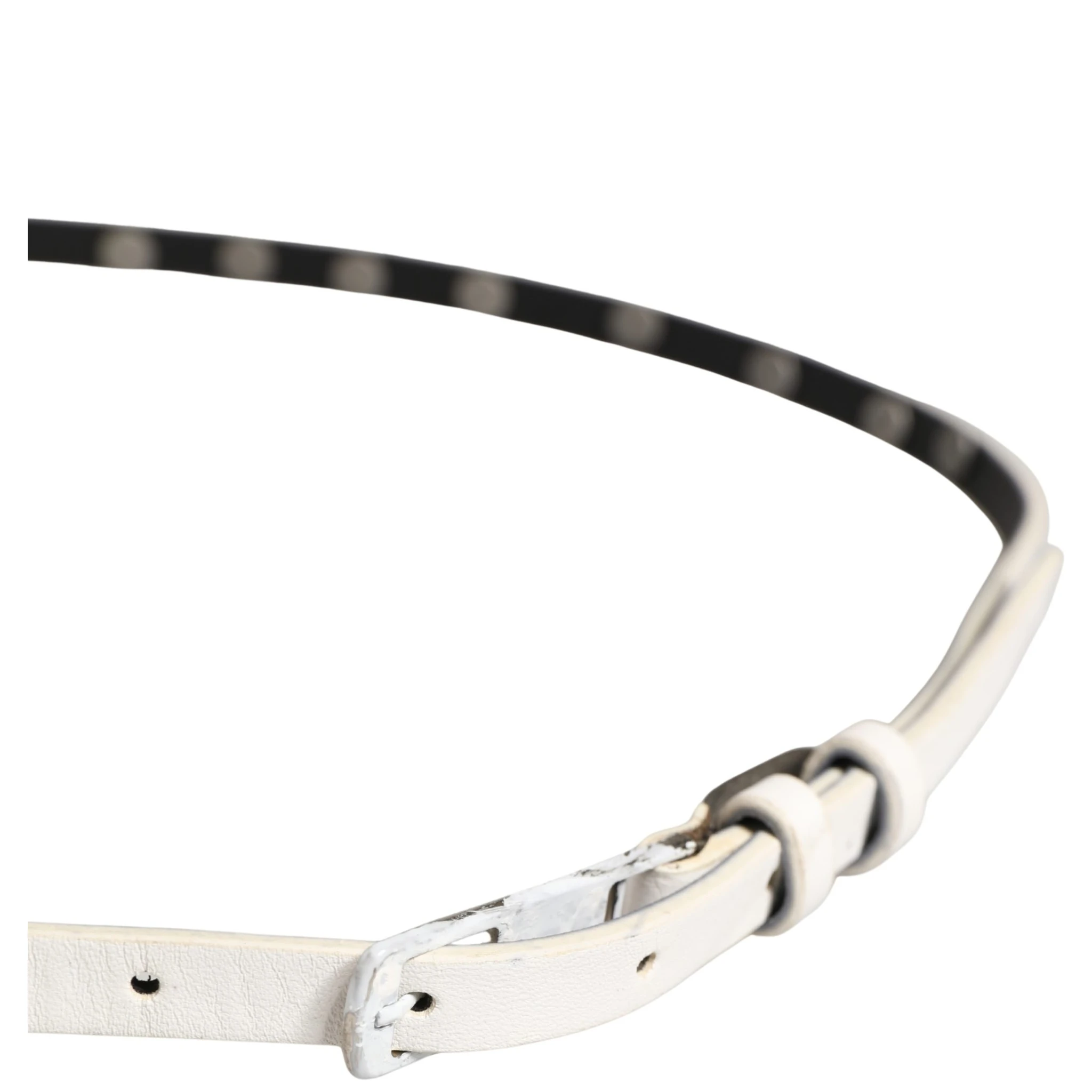 White Leather Studded Cintura Belt