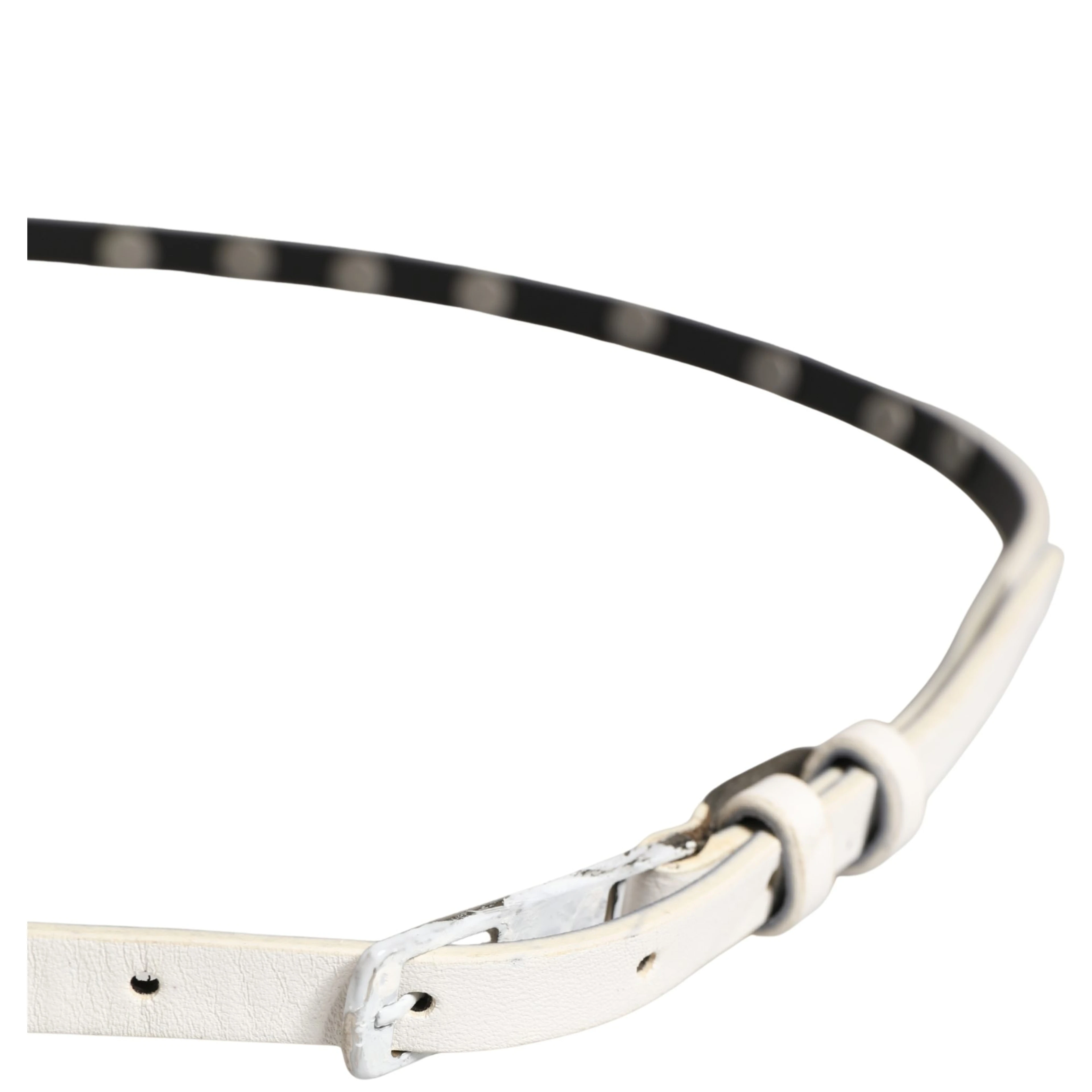 White Leather Studded Cintura Belt