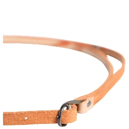 Women Orange Silver Metal Buckle Skinny Belt