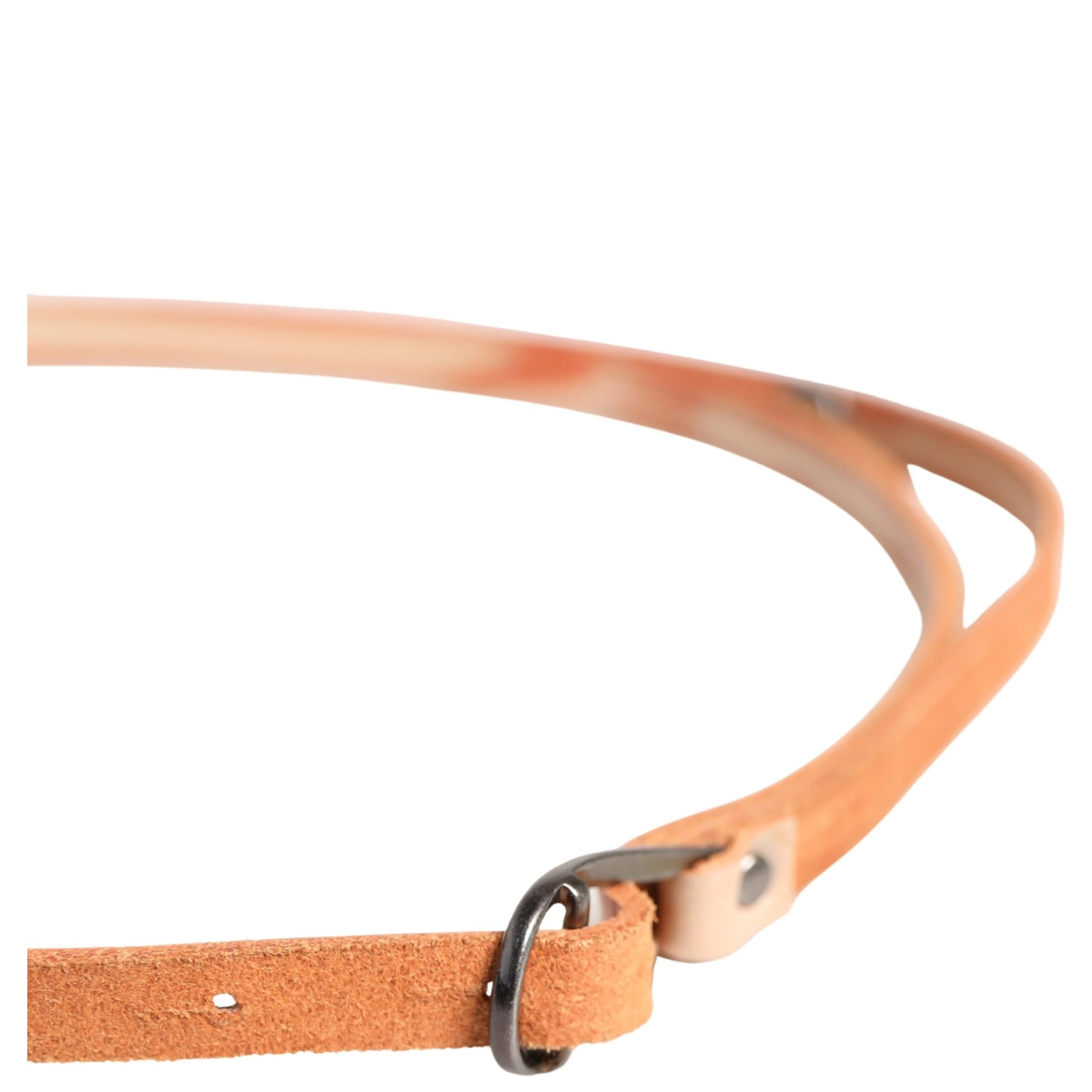 Women Orange Silver Metal Buckle Skinny Belt
