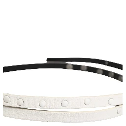 White Leather Studded Cintura Belt