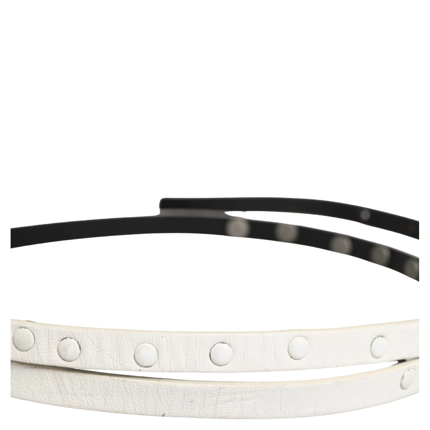 White Leather Studded Cintura Belt