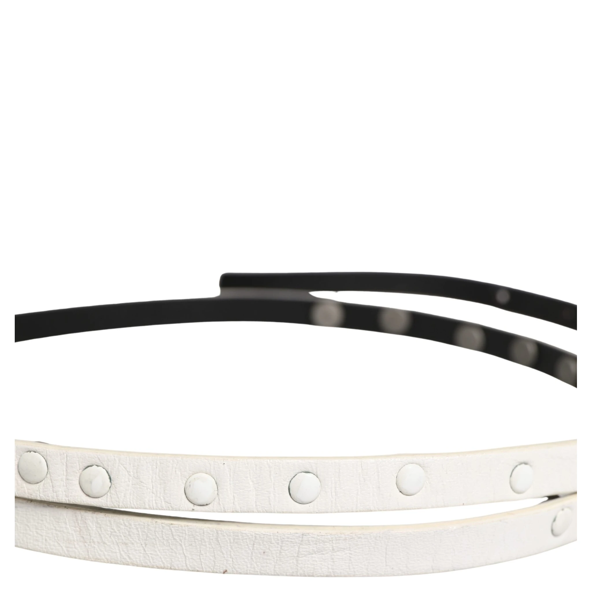 White Leather Studded Cintura Belt