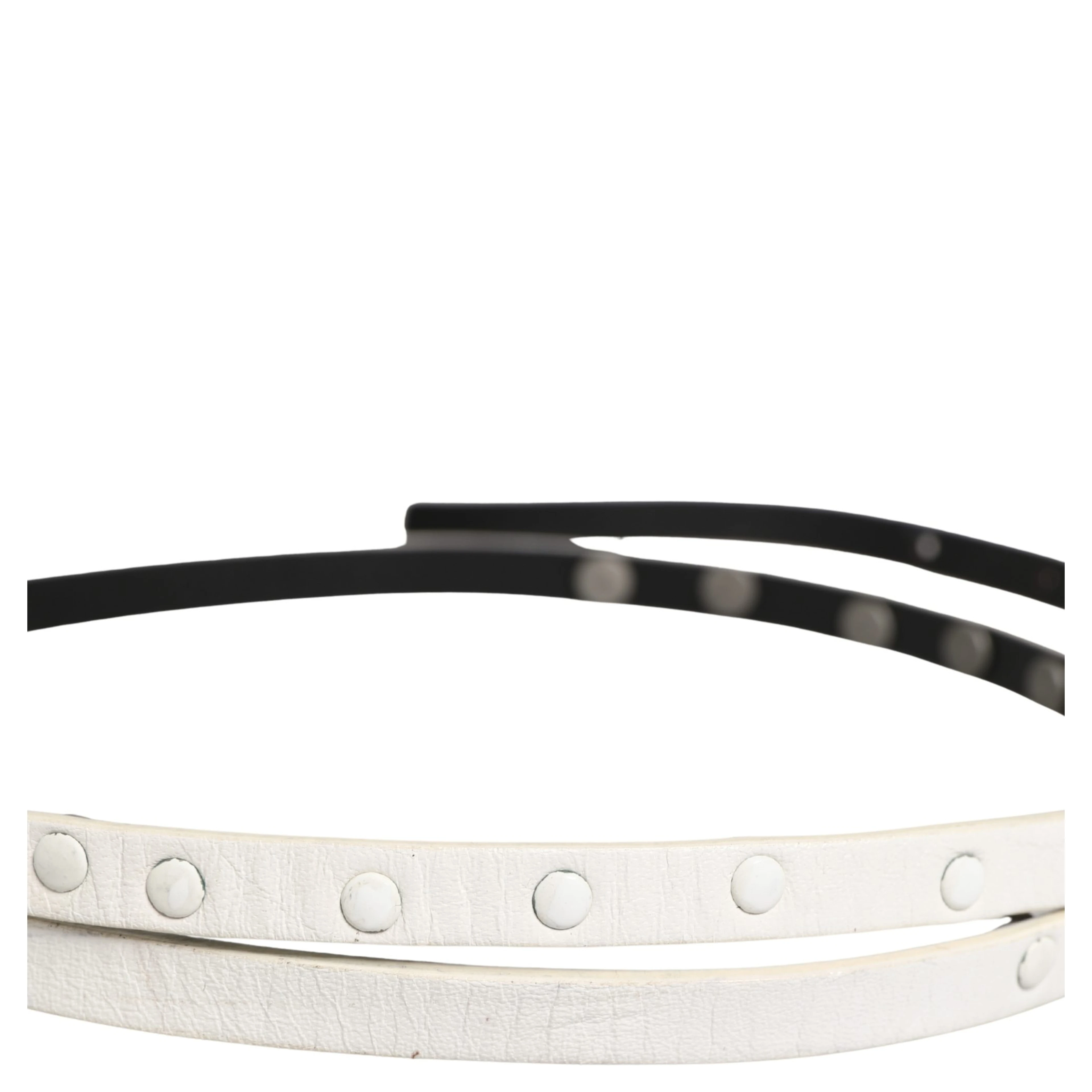 White Leather Studded Cintura Belt