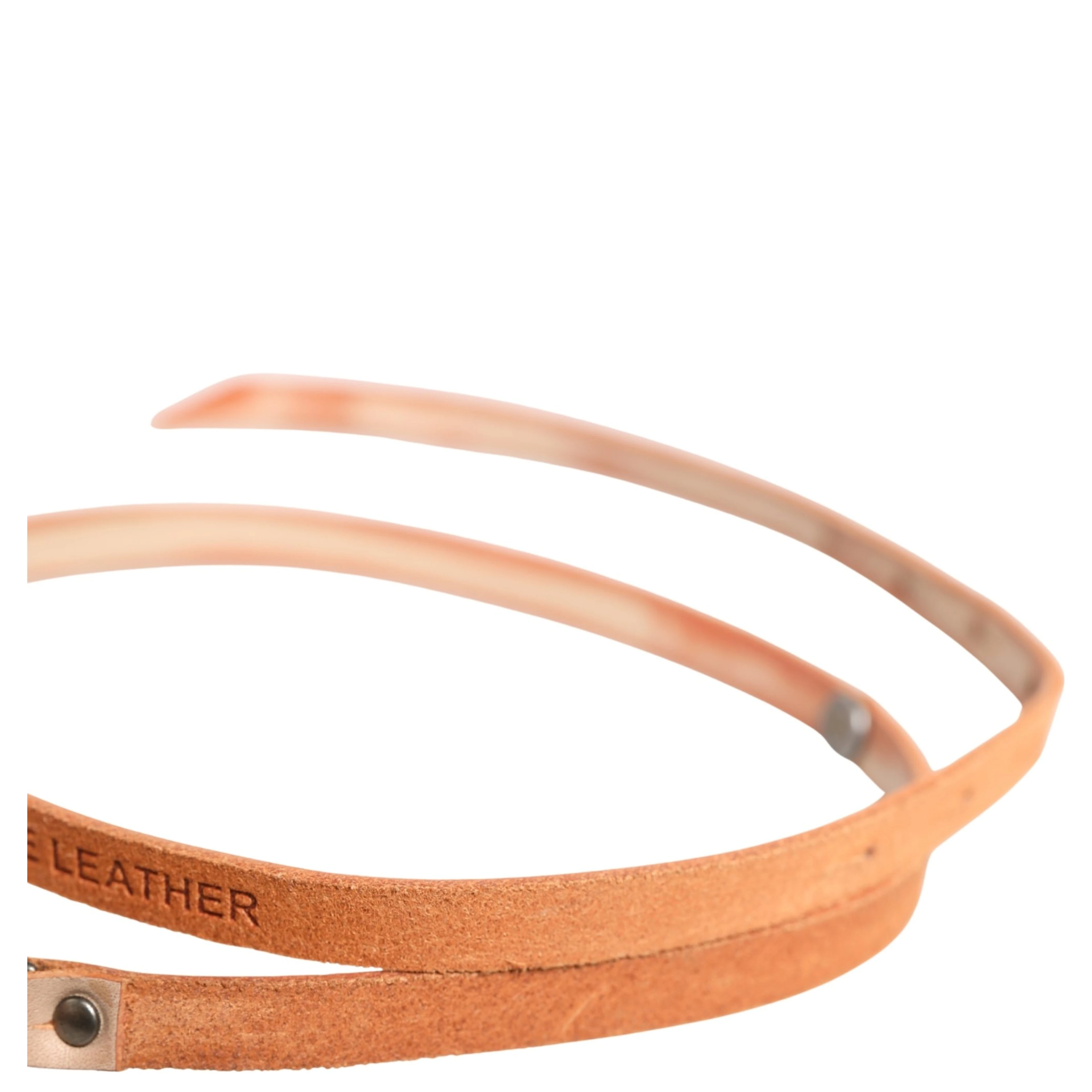 Women Orange Silver Metal Buckle Skinny Belt