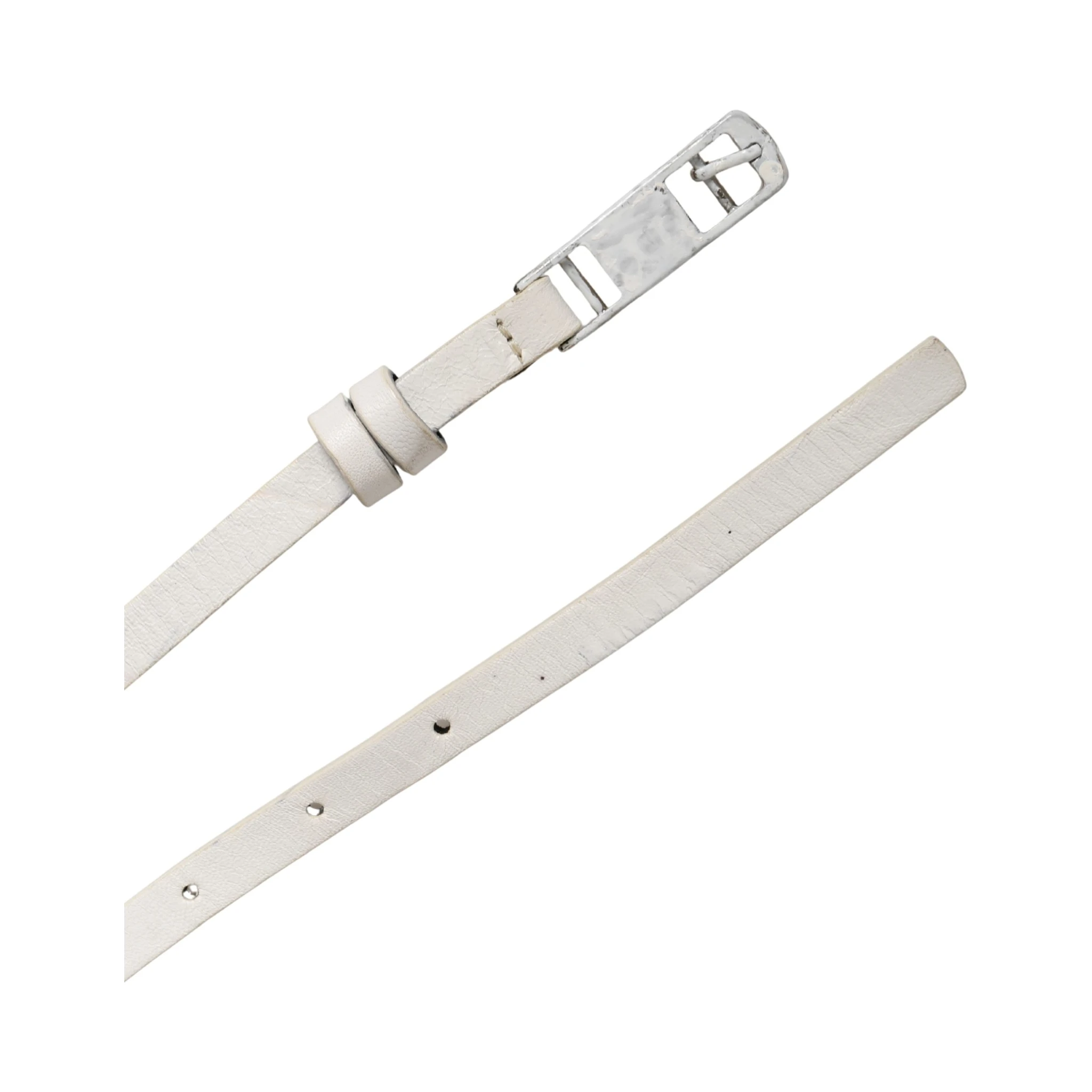 White Leather Studded Cintura Belt