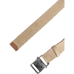 Men Beige Canvas Silver Metal Buckle Cintura Belt