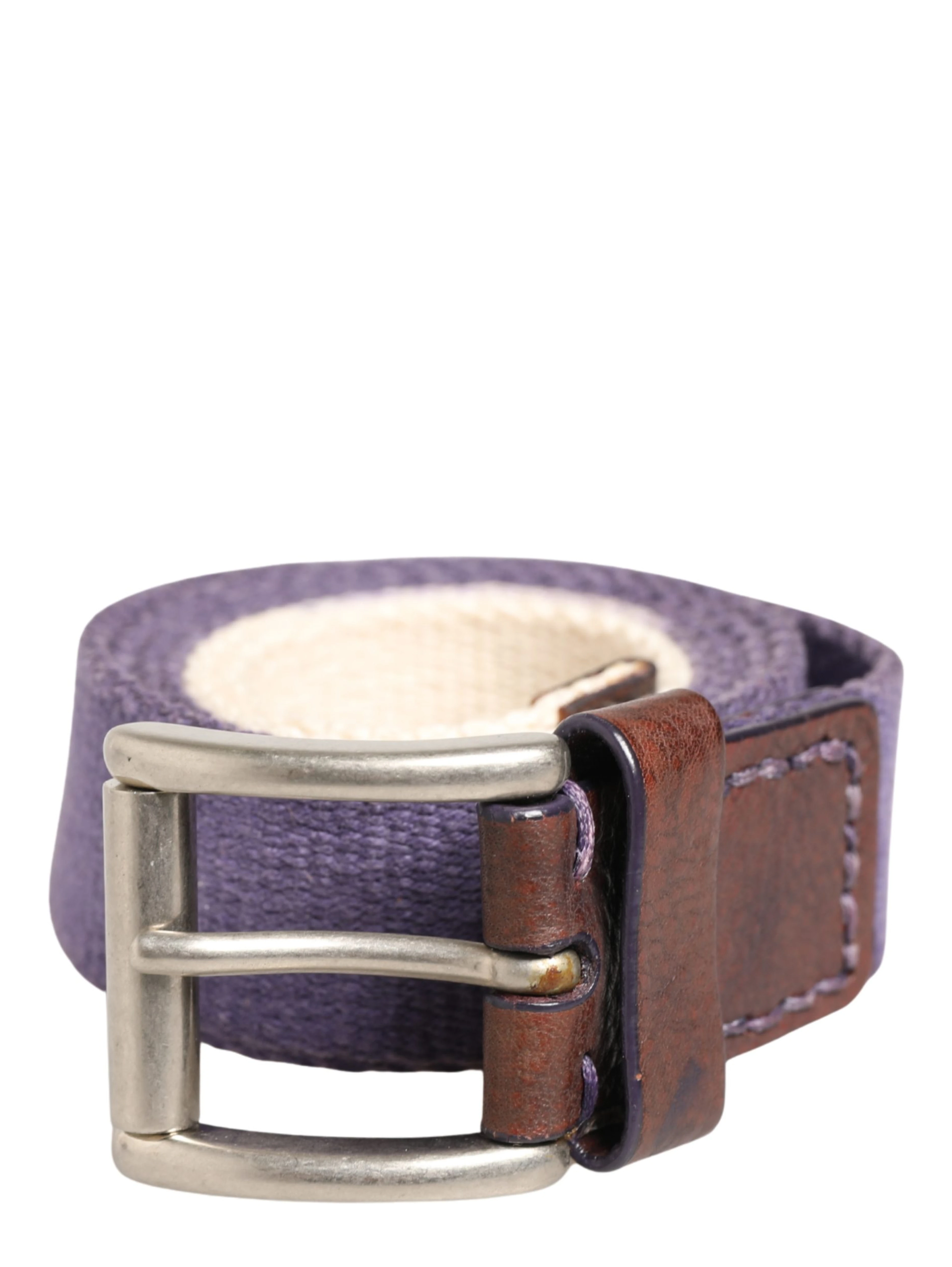 Men Purple Canvas Silver Metal Buckle Belt