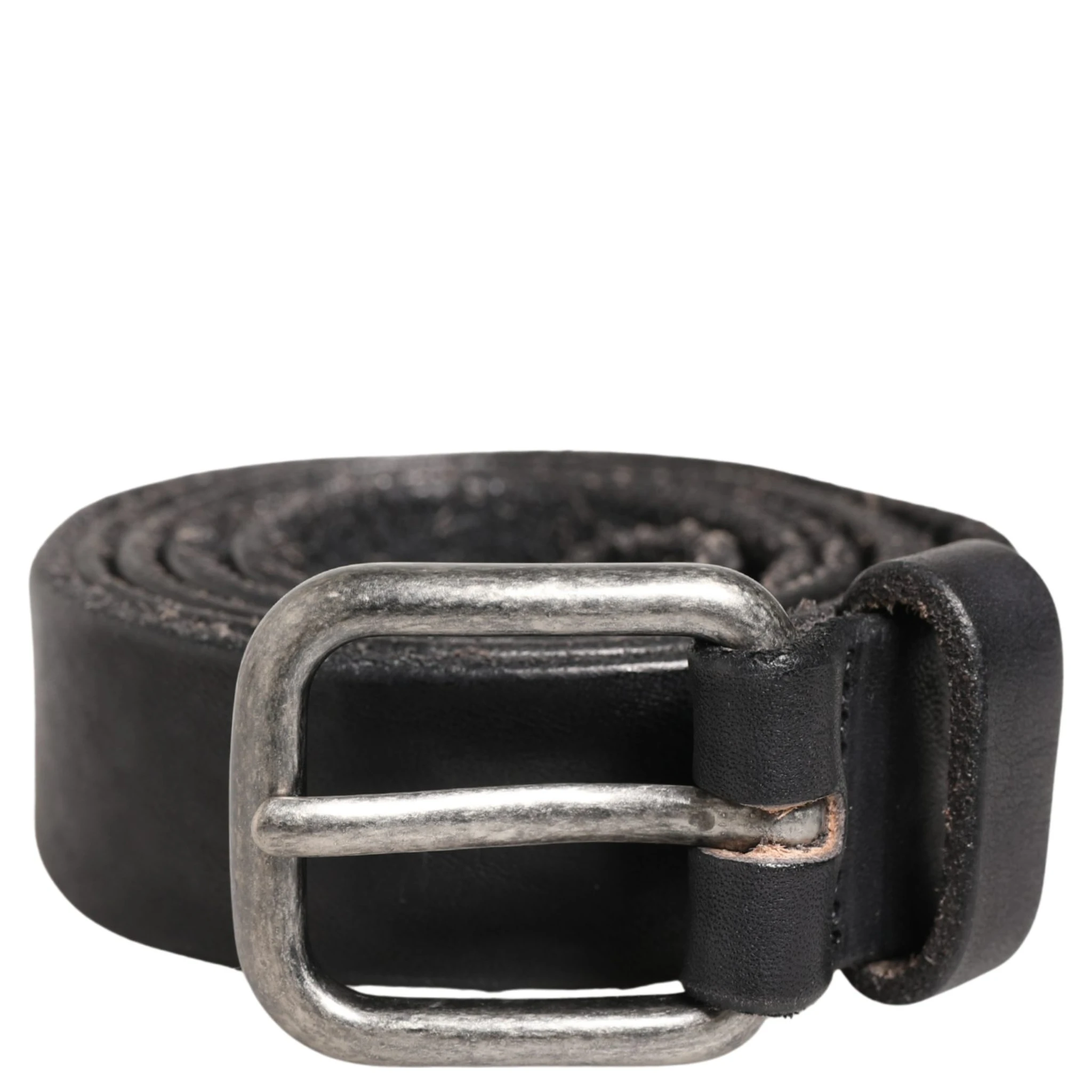 Men Black Leather Metal Buckle Belt