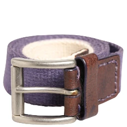 Men Purple Canvas Silver Metal Buckle Belt