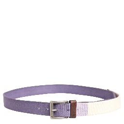 Men Purple Canvas Silver Metal Buckle Belt