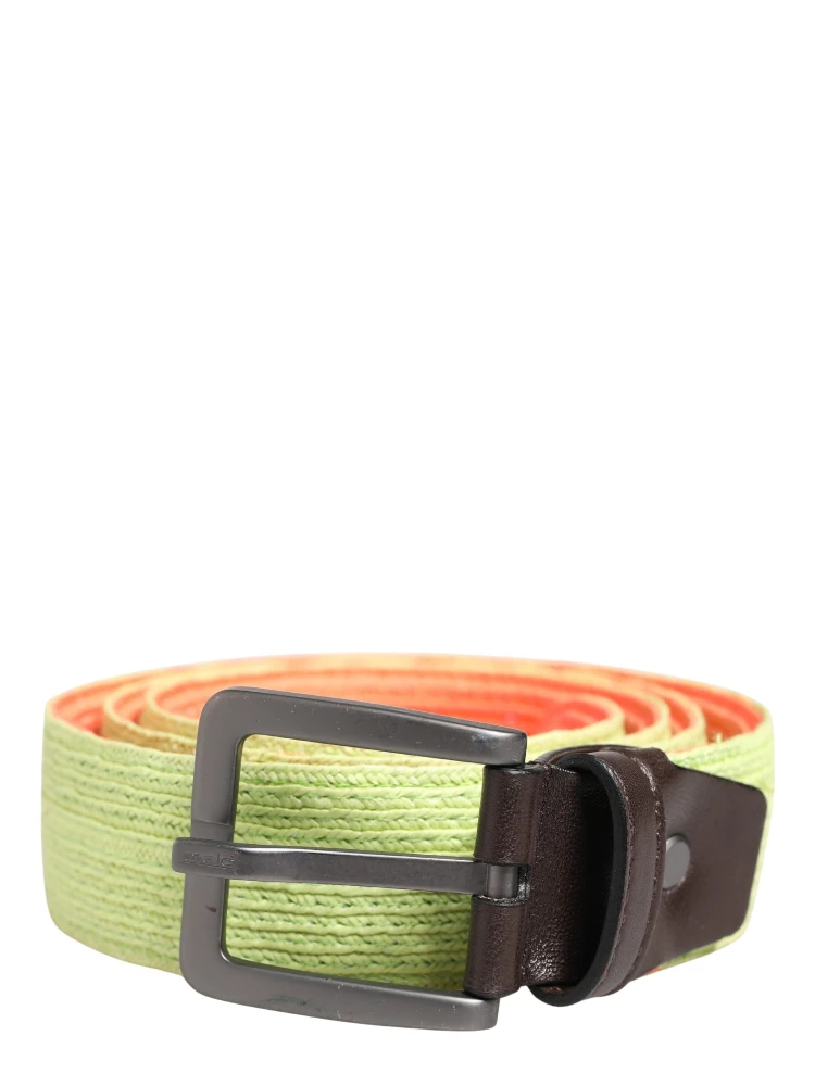 Green Orange Braided Metal Buckle Waist Cintura Belt