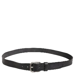 Men Black Leather Metal Buckle Belt