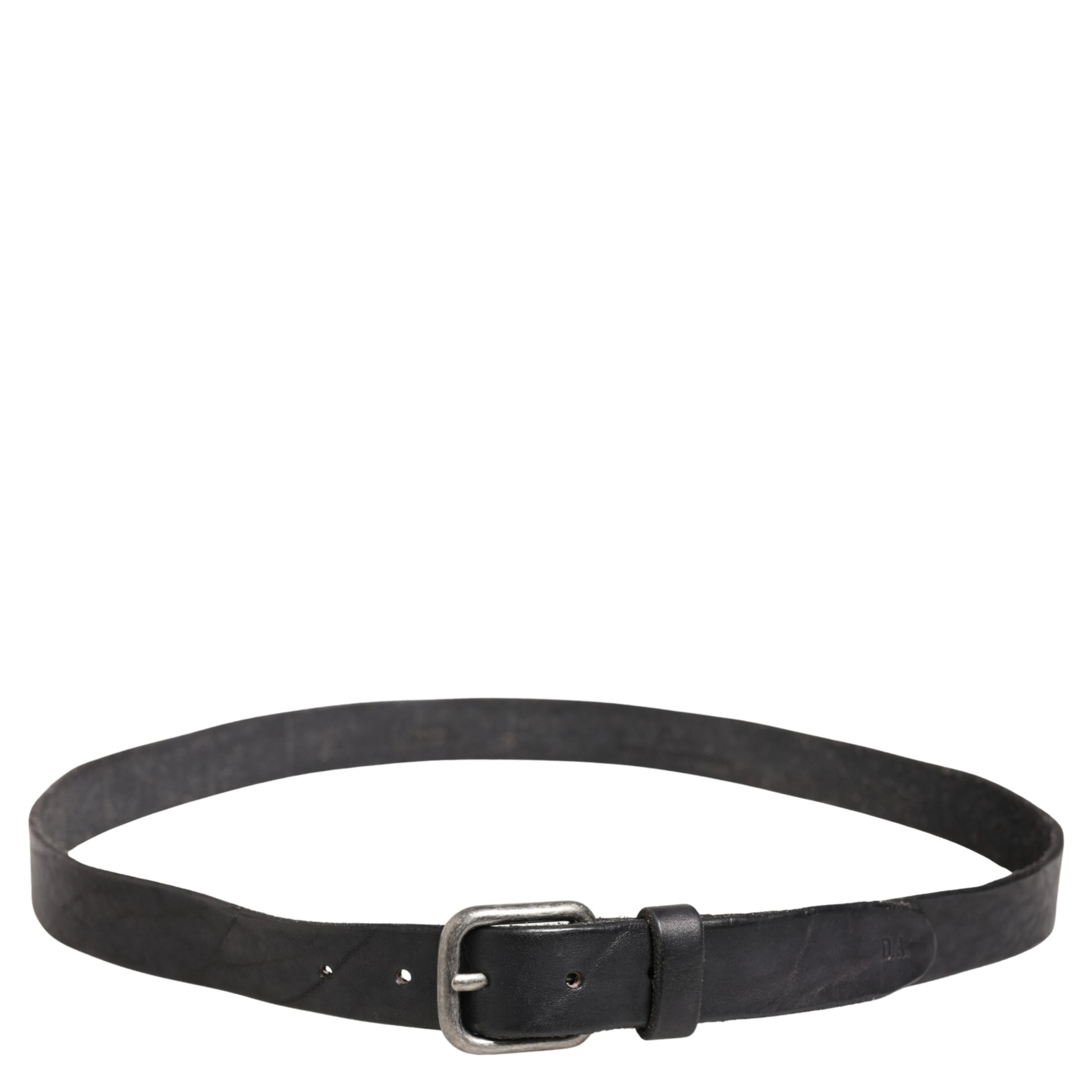 Men Black Leather Metal Buckle Belt