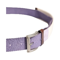 Men Purple Canvas Silver Metal Buckle Belt