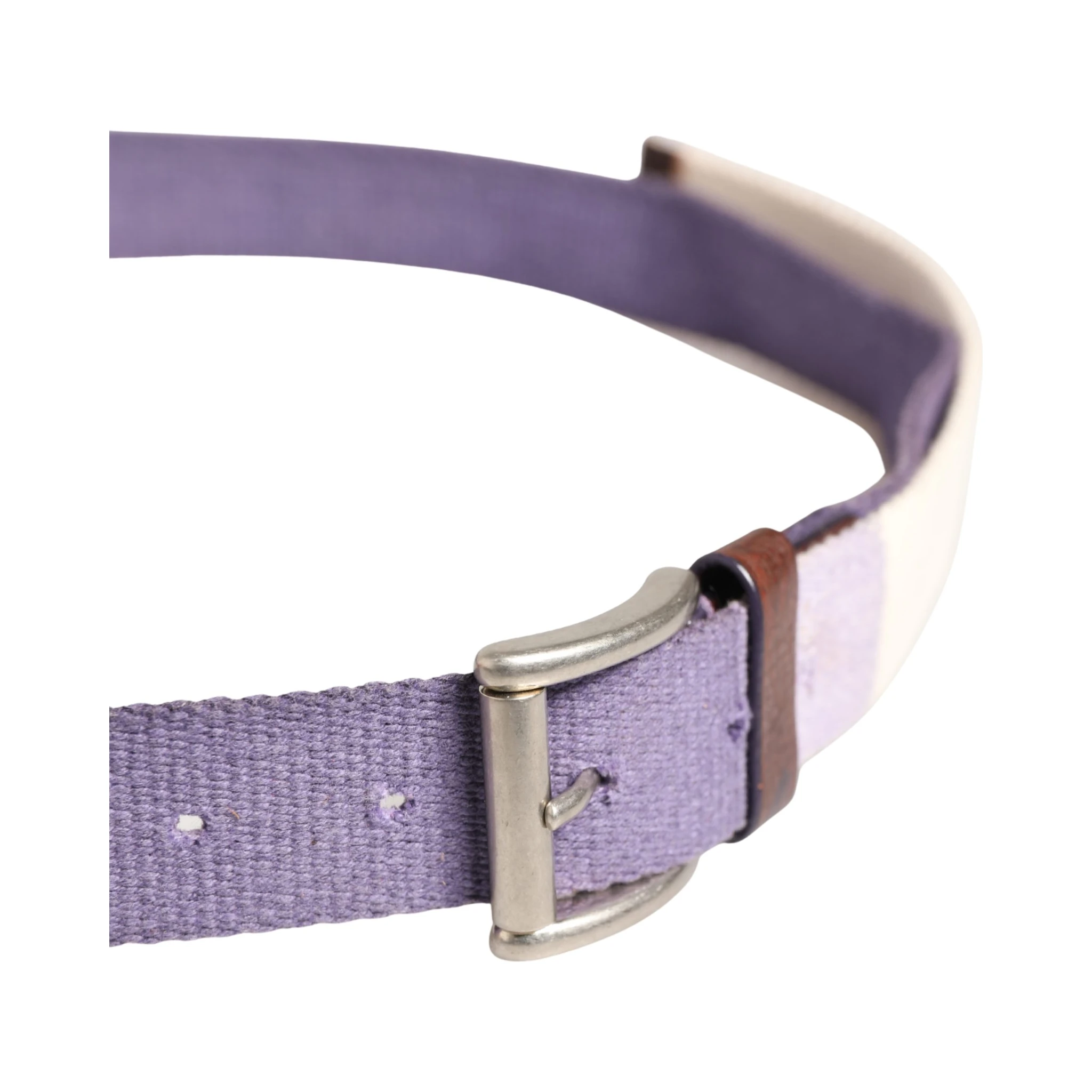 Men Purple Canvas Silver Metal Buckle Belt