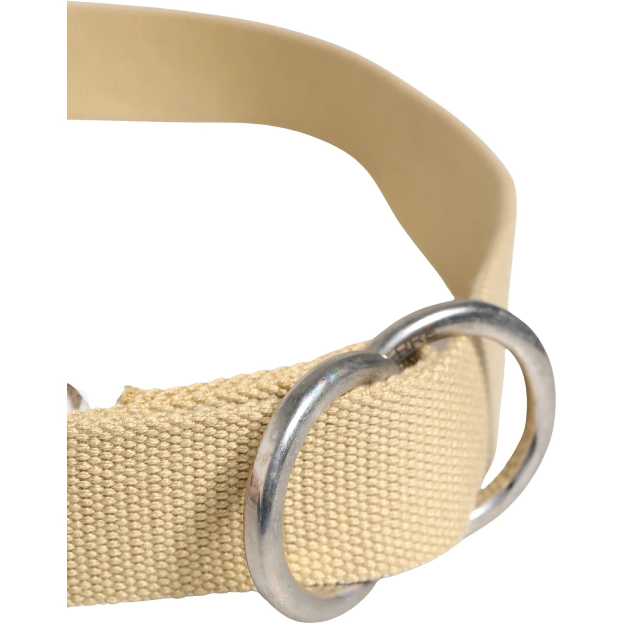 Men Beige Canvas Silver Metal Buckle Cintura Belt