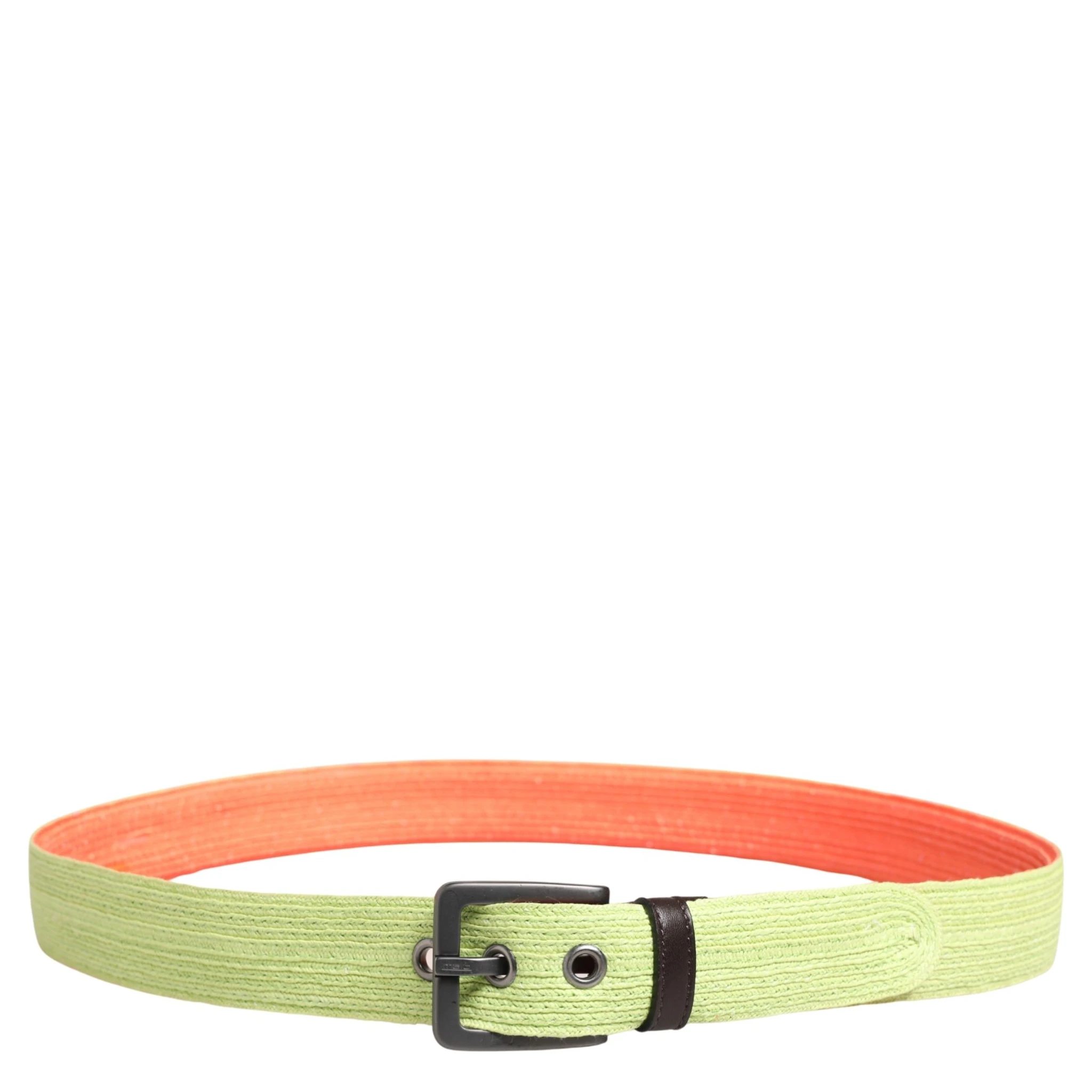 Green Orange Braided Metal Buckle Waist Cintura Belt