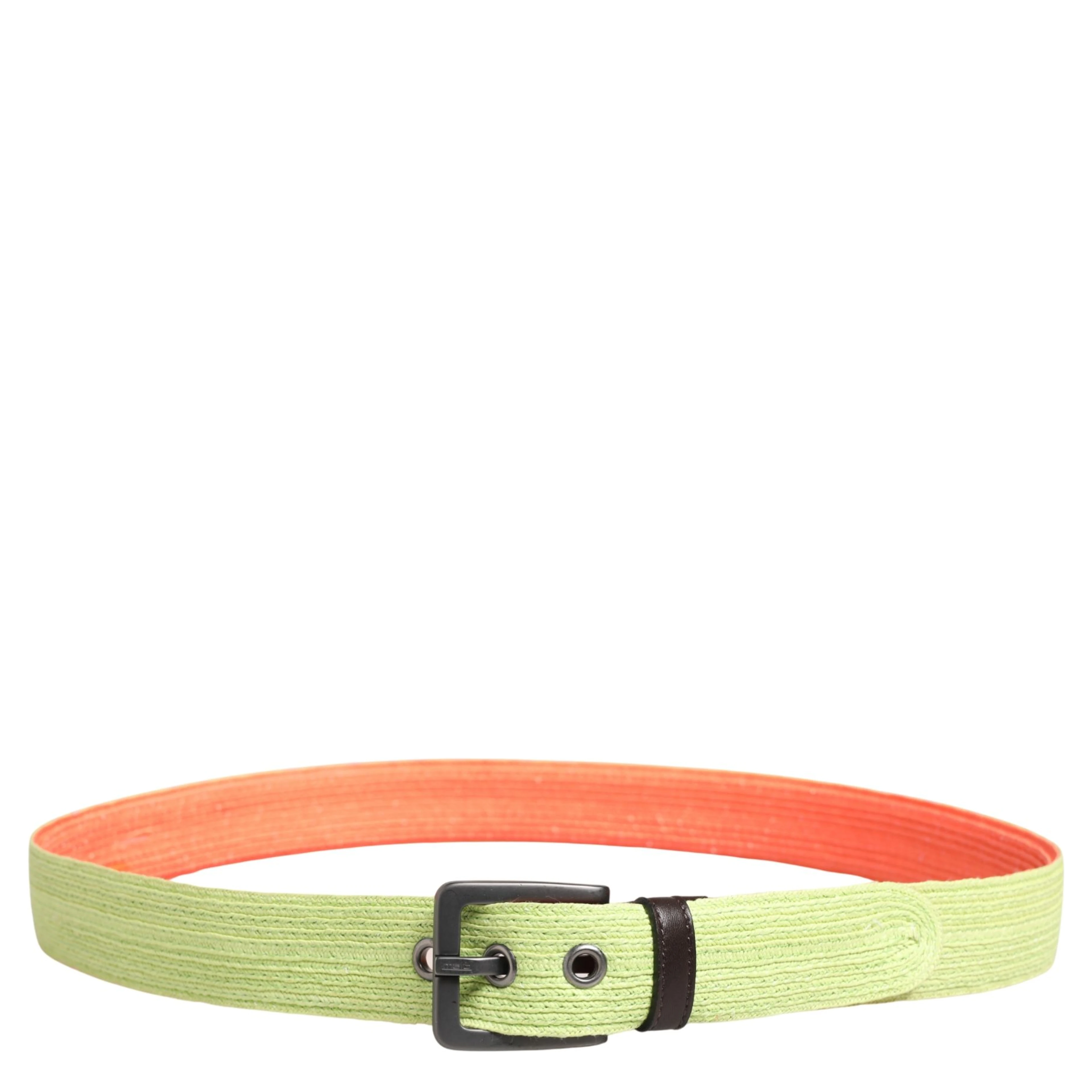 Green Orange Braided Metal Buckle Waist Cintura Belt