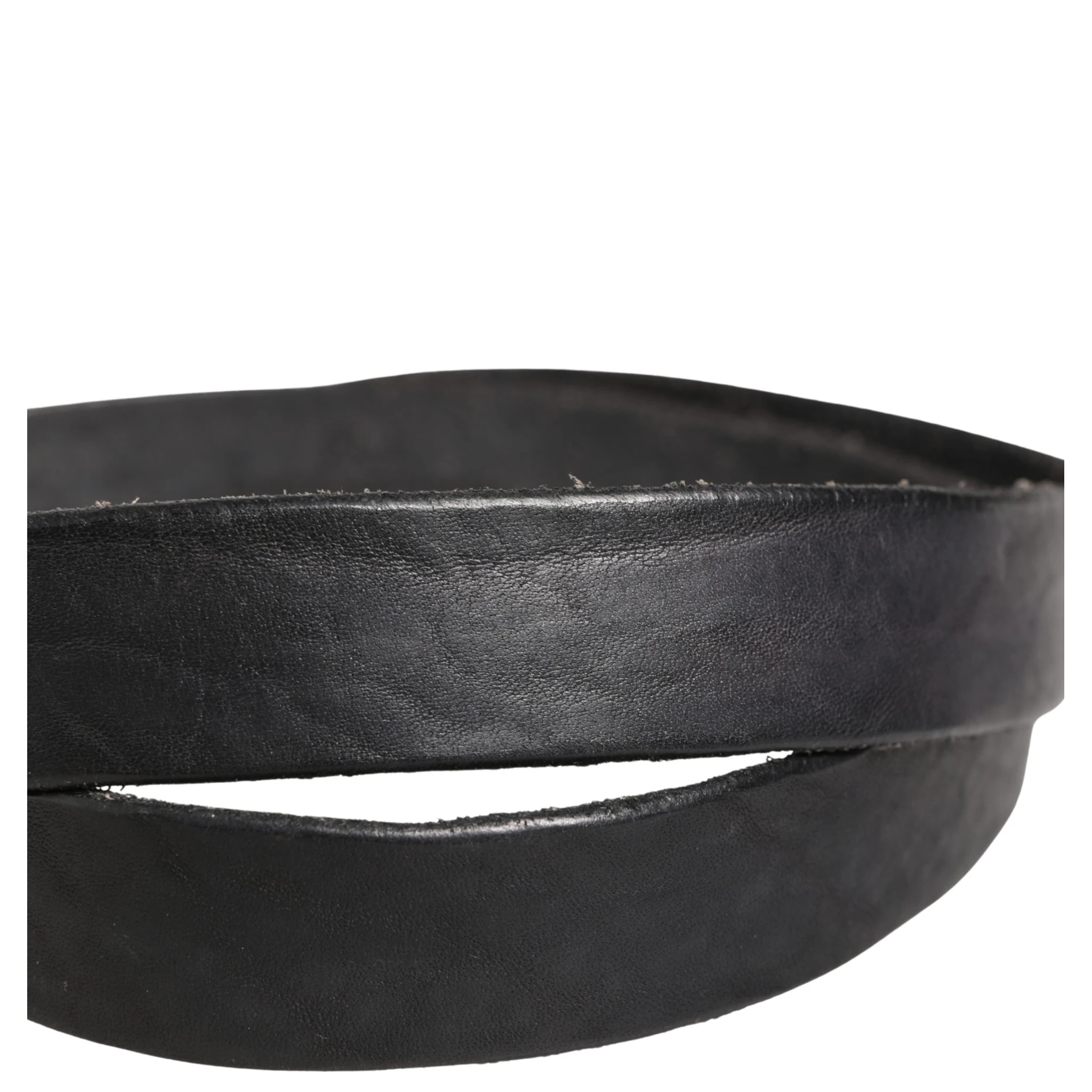 Men Black Leather Metal Buckle Belt