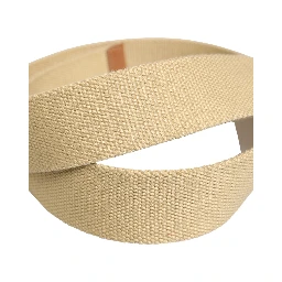Men Beige Canvas Silver Metal Buckle Cintura Belt